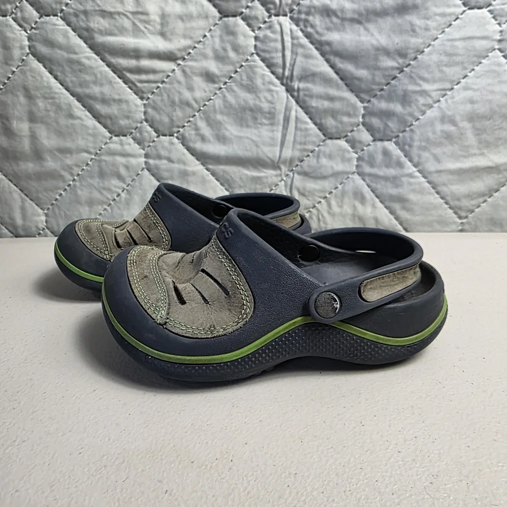 Crocs Yukon Vista Leather Top Brown Slip On Clogs Kids Toddler Size 10c11